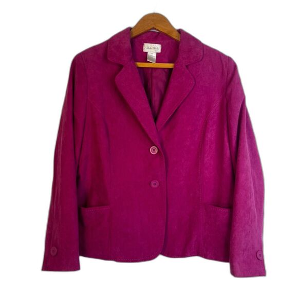 Studio Works Jackets & Blazers - Studio Works Faux Suede Bright Blazer Jacket Bold Pink Casual Office Work SZ 14P